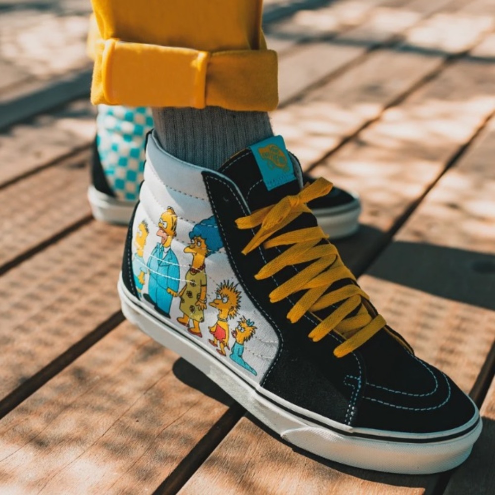 Vans x The Simpsons 1987-2020 Sk8 checkered Hightop lace up sneakers M8.5/W10